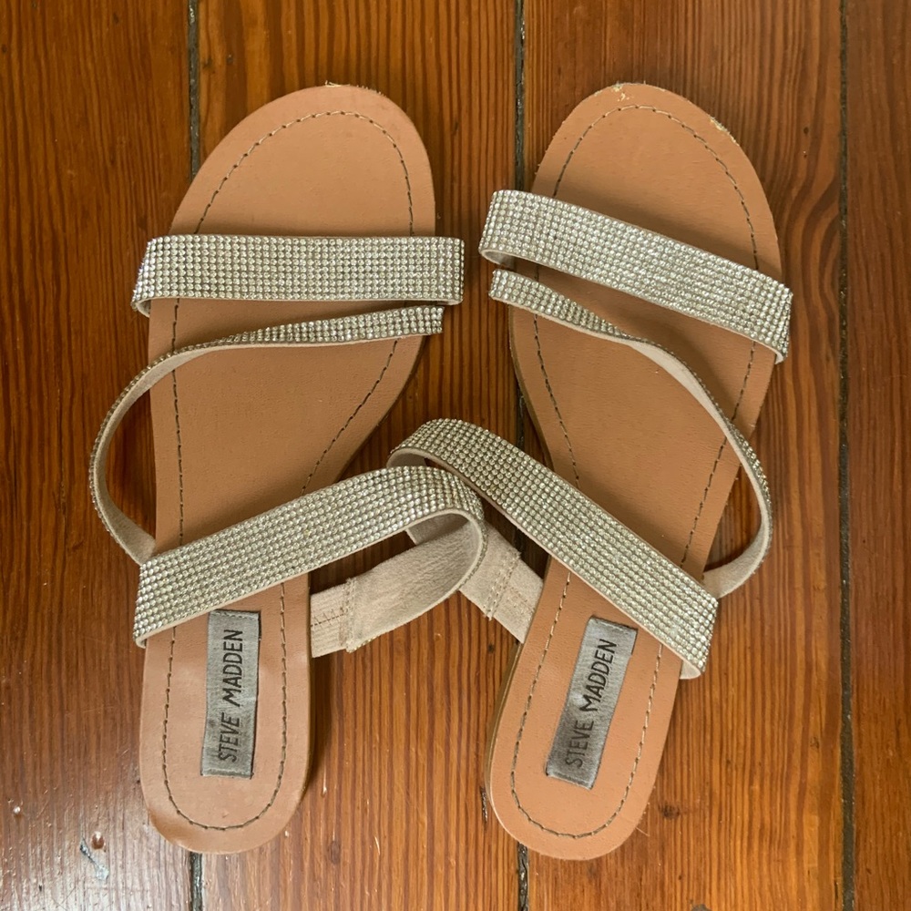 Rhinestone flat sandals sz 7.5